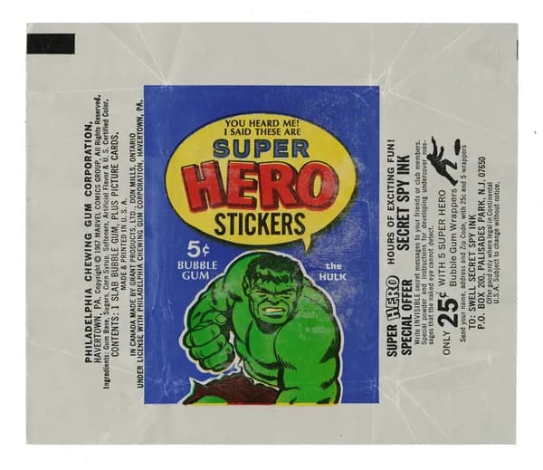 Marvel Super Heroes Stickers trading card set