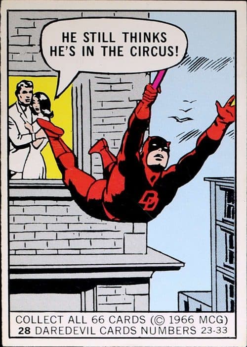 He still thinks he's in the circus! #28 — 1966 Donruss Marvel Super Heroes