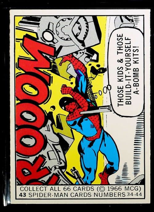 Those kids & those build-it-yourself a-bomb kits! #43 — 1966 Donruss Marvel Super Heroes