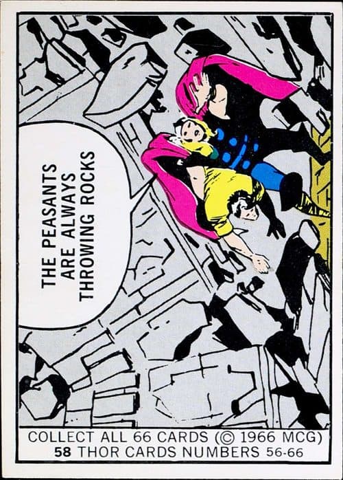 The peasants are always throwing rocks #58 — 1966 Donruss Marvel Super Heroes