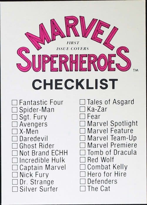 Checklist #60 — Marvel Superheroes First Issue Covers