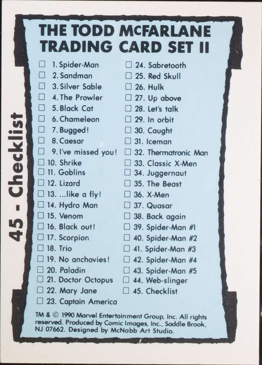 Checklist #45 — The Jim Lee Trading Card Set