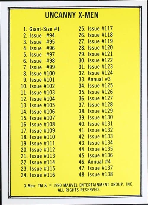 Checklist #90 — Uncanny X-Men - Covers Series I