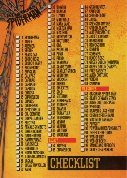 Checklist #150 — Spider-Man Premiere 1995 Ultra