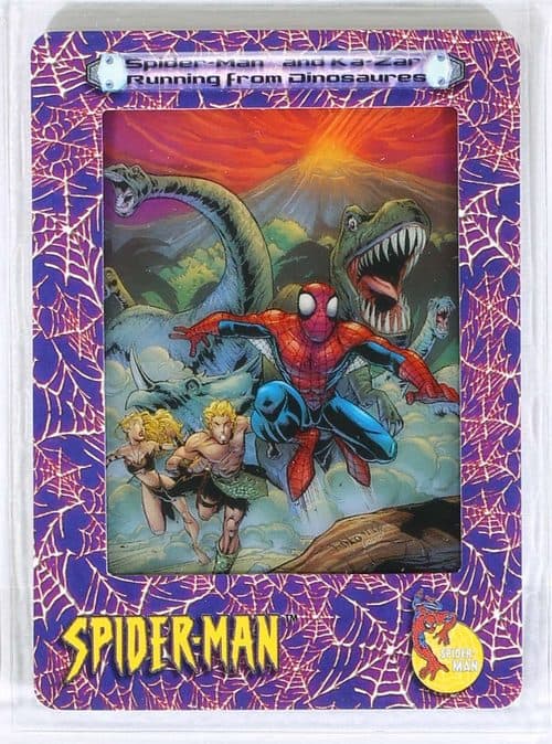 Spider-Man and Ka-Zar Running From Dinosaurs #05 — Spider-Man FilmCardz
