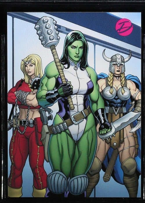 (She-Hulk in front; exclusive promo card) #P3 — Marvel Dangerous Divas Series 2